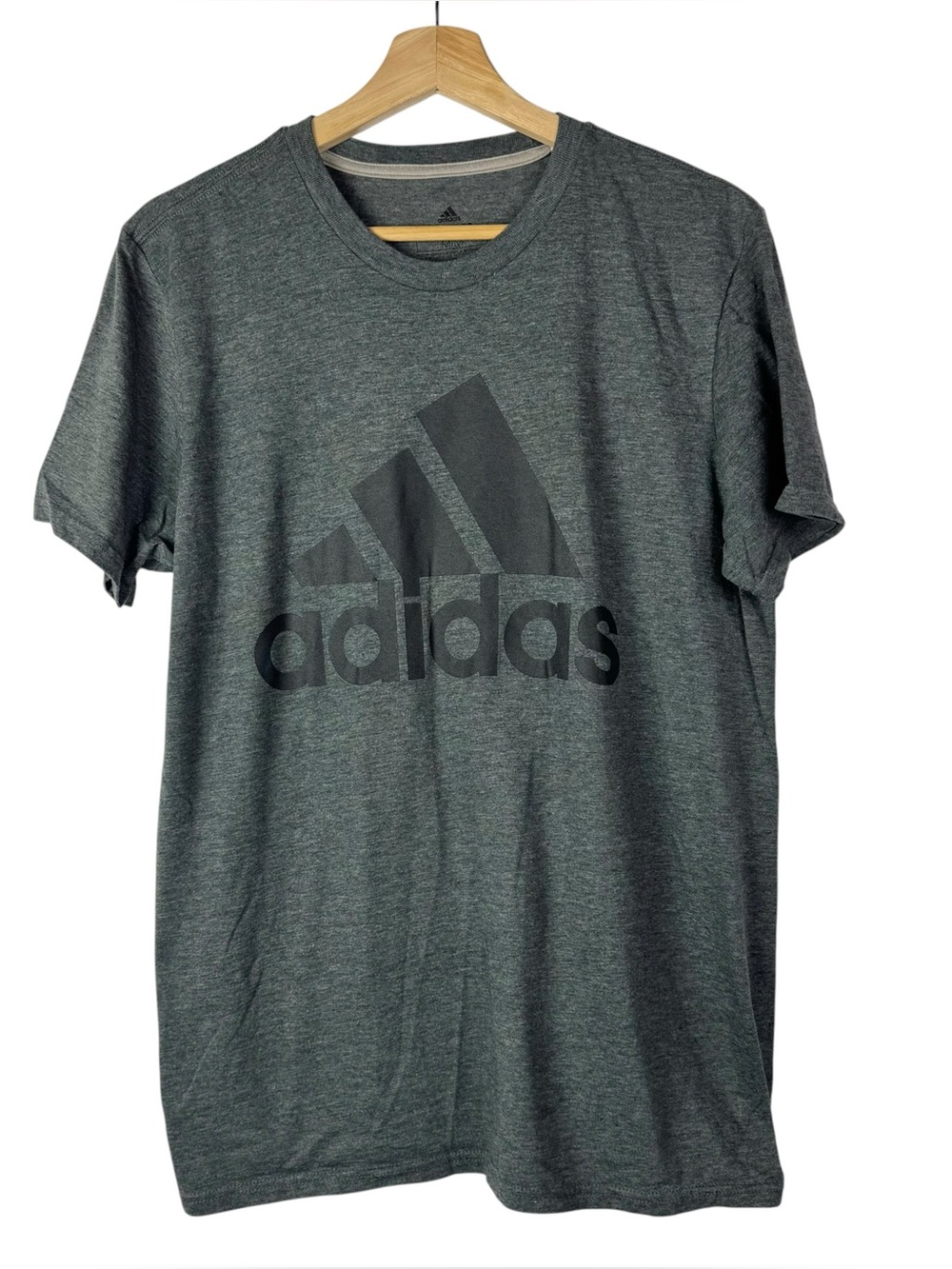 Adidas Gray Amplifier Black Logo Crewneck Short Sleeve T-Shirt M